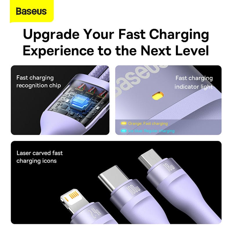 3 USB Powerful Cable | Baseus Flash Series | Gadget Store