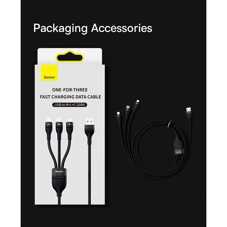 3 USB Powerful Cable | Baseus Flash Series | Gadget Store